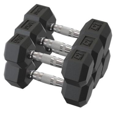 Imagem de Kit Halteres Sextavado Emborrachado pares 8kg, 10kg e 12,5 kg - D1Fitn
