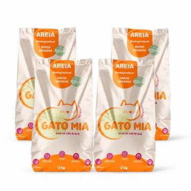 Imagem de Kit Areia Higienica Biodegradavel Gato Mia 2kg Grao Grosso -, 4un