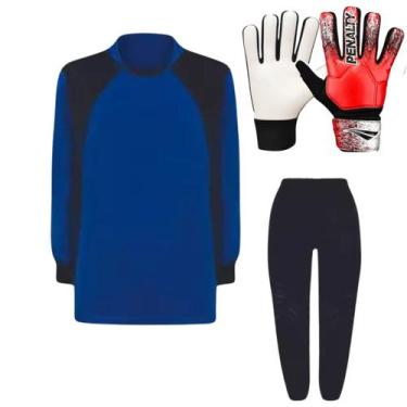 Imagem de Kit de Goleiro Infantil Camisa + Calça Acolchoada + Luva Penalty Delta