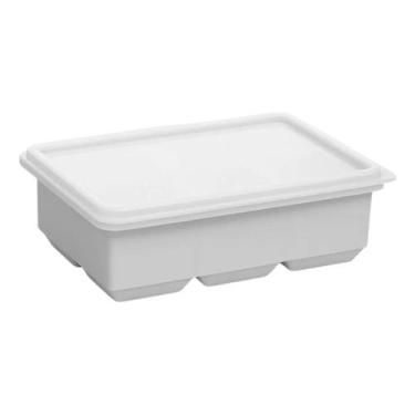 Imagem de Forma De Gelo Silicone Com Tampa 6 Cubos Cinza Freezer Cinza 16,5x13x5