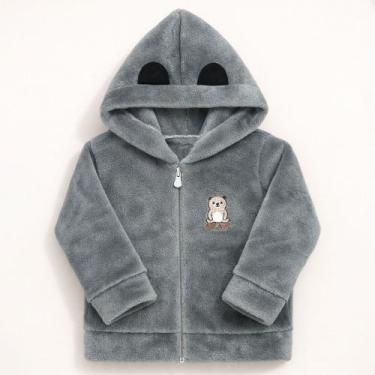 Imagem de Jaqueta Bebê Menino Inverno Fleece Macio com Capuz - Fantoni, Cinza, P