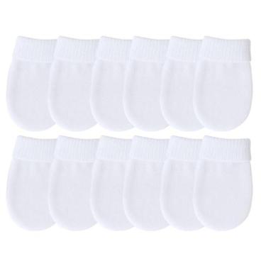 Imagem de Kit 06 Pares de Luvas Lisas Para Bebê Recém Nascido RN Macia Confortáv
