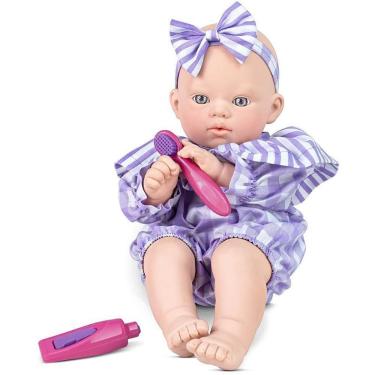 Imagem de Boneca Babies Banho e Sonho 35cm com Kit Higiene Bucal Escova Dentes Creme Dental e Lenços Roma