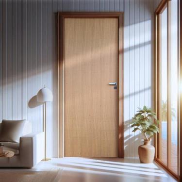 Imagem de Kit Porta de Madeira Lisa Angelim 210x72cm Batente 16cm Uniportas Aber