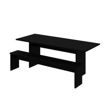 Imagem de Mesa de Jantar 200x80x74cm 2,5cm com 2 Banco Essence Preto - Metalig