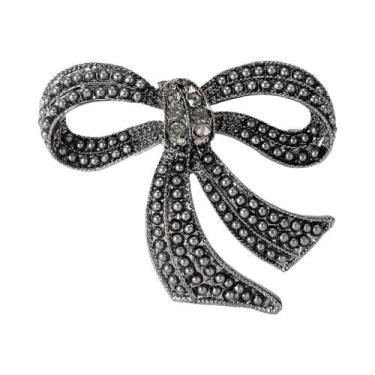 Imagem de Broche De Laço Com Pérolas E Strass Para Mulheres, Acessório De Joalhe