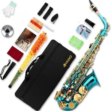 Imagem de Saxofone Alto Mi Bemol Vedo Laqueado Completo Com Estojo Boquilha, Azu
