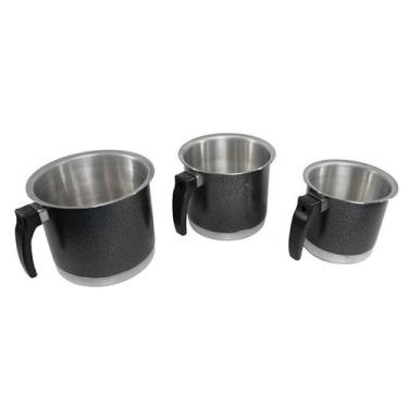 Imagem de Kit Canecão Fervedor Preto Craqueado de Alumínio 14 a 18cm - Shopmaste