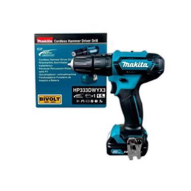 Imagem de Parafusadeira Furadeira Impacto Makita HP333DWYX3 12V Bateria 1,5Ah e 