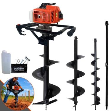 Imagem de Perfurador de Solo DPS623M 3HP 62cc com Brocas 80x10cm 80x20cm 80x30cm e Extensão 100cm Laranja