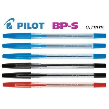 Imagem de Caneta Esferográfica BPS 0,7mm Pilot Kit com 6 Az, Pt e Vm