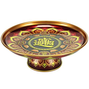 Imagem de PAYNAN Prato de oferta de 17,6 cm para frutas adoração Buddha Guanyin Placa de liga de suprimentos budistas