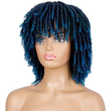 Imagem de Perucas femininas macias curtas sintéticas para mulheres negras 35,5 cm de fibra de alta temperatura cabelo humano torcido de crochê perucas (cor: 6, comprimento esticado: 35,5 cm)