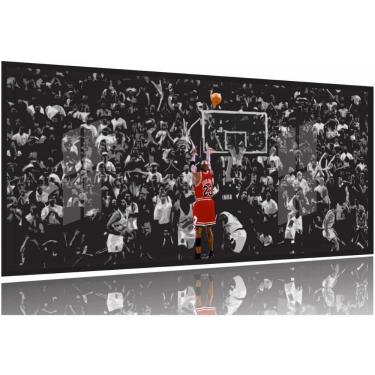 Imagem de Quadro Michael Jordan Basquete Sexta 130x60 Moldura Preta 2x2