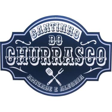 Imagem de Quadro Placa Decorativa Parede Cantinho Do Churrasco Azul Mdf - Shoppi