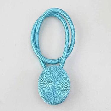 Imagem de 2 peças prendedor magnético para cortinas de pérolas suporte de cortinas de bolas para decoração de casa pendurada fivela para amarrar acessórios de quarto, azul céu, 45,50 cm