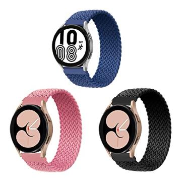 Imagem de ALMNVO 3 pacotes 22mm elástica Solo Loop Nylon Pulseiras para Samsung Galaxy Watch Band 46mm/3 45mm/Gear S3 Classic/S3 Frontier Bandas,Trançada Replacement Sport Wristbands,22mm-L
