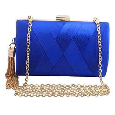 Imagem de kowaku Bolsa feminina, bolsa de corrente elegante, bolsa de mão, bolsa de noite, festa de casamento, Azul, 20x8x12cm