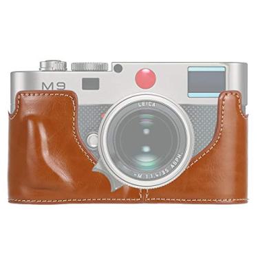 Imagem de HONGYAN capa da câmera 1/4 de polegada de linha de couro pu câmera metade da caixa para Leica M9 acessórios para câmera