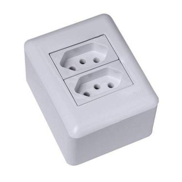 Imagem de Mt - Cj Tomada Dupla 10A Sobrepor Montado - Blux Overlap Bra