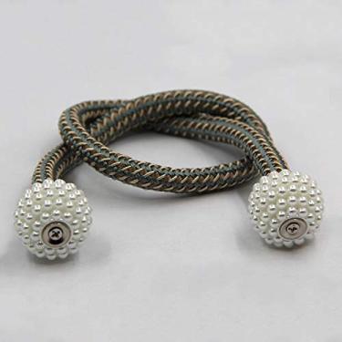 Imagem de 4 Pçs Pearl Magnetic Cortina Clipe Suporte de Cortinas Fivela Pendurada Fivela Bola Pendurada Acessórios para Cortina Decoração de Casa, Mistura Cinza Verde, 45,50cm