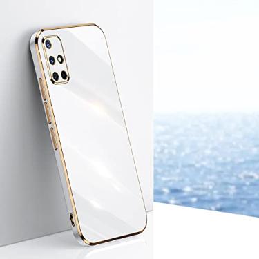 Imagem de Lxuury Frame Plating Silicone Phone Case para Samsung Galaxy A51 A71 A11 A21S A31 A20 A30 A50 A10S A20S A02S A7 2018 A750, Branco, para A71 4G