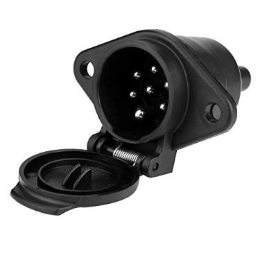 Imagem de KIMISS Soquete de reboque de 7 pinos, universal para caminhões de reboque de carro, 24 V, redondo, fundido, resistente, conector de fiação de reboque