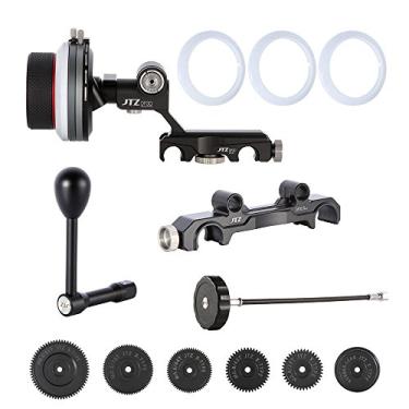 Imagem de JTZ Kit de sistema de trilho DP30 Cine Follow Focus de 15 mm/19 mm para câmeras DSLR de vídeo e cinema FS700 C300 C500 Blackmagic URSA Mini BMCC BMPCC 4K 6K A7M2 ARRI