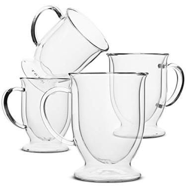 Imagem de BTaT- Caneca de café, copo de café, conjunto de 4 (12 onças, 350 ml), xícaras de café de vidro de parede dupla, xícaras de chá, xícaras de latte, caneca de café de vidro, copos de cerveja, caneca de latte, canecas transparentes, copos de vidro, canecas de chá de vidro, irlandês