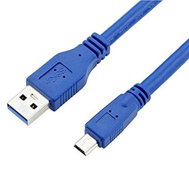 Imagem de Cabo USB 3.0 SuperSpeed da Bluwee – Tipo A-Macho para Mini B macho de 10 pinos – Azul redondo, 6 feet, 6 FT