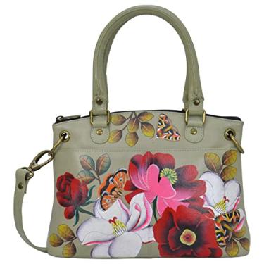 Imagem de Anna by Anuschka Bolsa feminina pequena de couro genuíno pintada à mão, Flores dos sonhos