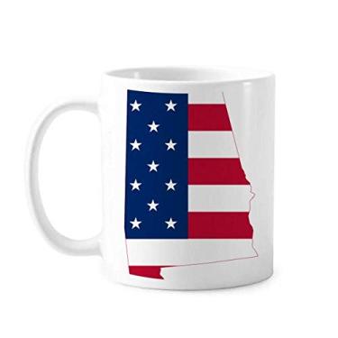 Imagem de Alabama USA Mapa Estrelas Listras Forma Bandeira Caneca Cerâmica Café Porcelana Utensílios de Mesa