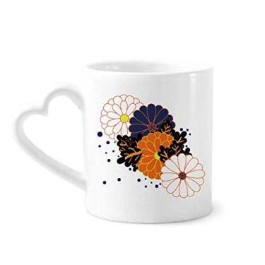 Imagem de Decoração colorida flores plantas crisântemo caneca café cerâmica copo de coração de vidro