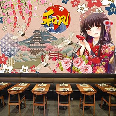 Imagem de Estilo japonês desenho animado senhora cozinha restaurante papel de parede 3D decoração industrial sushi snack bar fundo papel de parede mural imagem 250 cm (C)×175 cm (A)