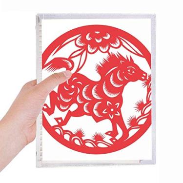 Imagem de Caderno de arte do zodíaco chinês, corte de papel, cavalo, papel de carta recarregável, diário de folhas soltas