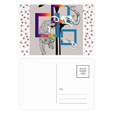 Imagem de Cartão postal de bênção com estampa de serpente de Natal com estampa de leopardo, flor de Natal