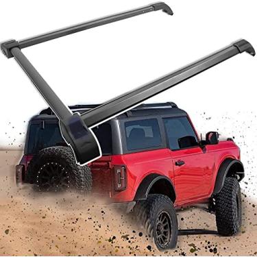 Imagem de 4 peças Rack de trilho de teto de alumínio barras transversais para Ford Bronco 2022 2023 2 portas 4 portas trilho de bagagem preto