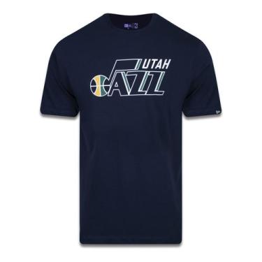 Imagem de Camiseta Plus Size Regular Manga Curta Utah Jazz Logo Marinho Mescla C