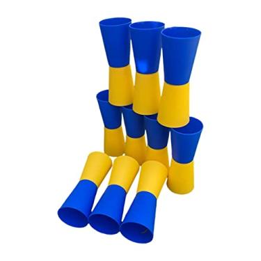 Imagem de Vaveren 10Pcs Cups Speed Agility Training Running Sport Equipment Aid Reversed Cups For Outdoor Football Events Kindergarten, Azul amarelo