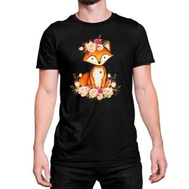 Imagem de Camiseta T-Shirt Raposa Com Flores Fox Flowers Algodão - Shap Life