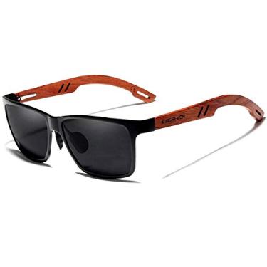 Imagem de Óculos de Sol Masculino Design Madeira Kingseven Polarizados com UV400 Espelho B5507 (C1)