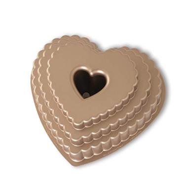 Imagem de Forma para Bolo Tiered Heart Bundt em Alumínio Fundido Nordic Ware Cobre