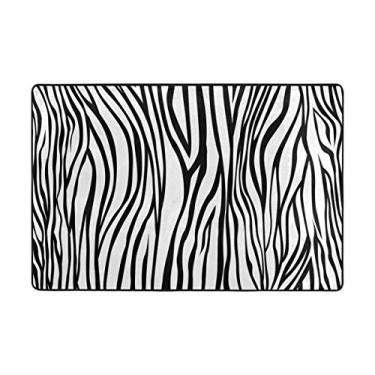 Imagem de ALAZA My Daily Tapete de área listrado zebra preto e branco 6,5 x 9,5 m, sala de estar, quarto, cozinha, tapetes estampados exclusivos e leves