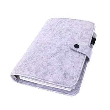 Imagem de A6 / A5 Capa de feltro de 6 furos redondo com vista de anel Pasta de arquivo para protetores de folha solta (Gray 04, A5 combo)