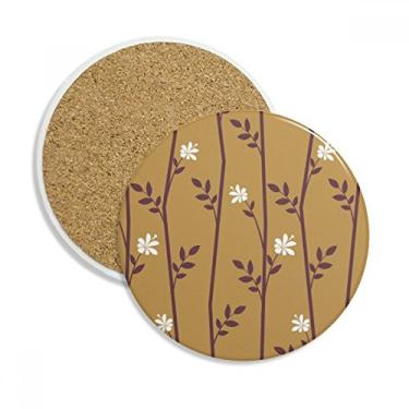 Imagem de Caneca de porta-copos com estampa clássica de folhas de flores, pedra absorvente de proteção de mesa