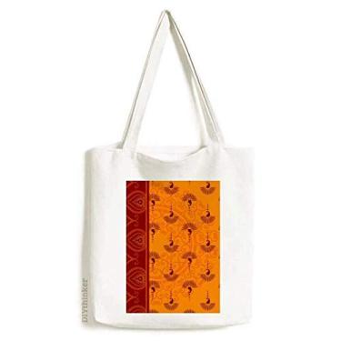 Imagem de Printing Repeat Cloth Orange Colorful Art Tote Canvas Bag Shopping Satchel Casual Bolsa