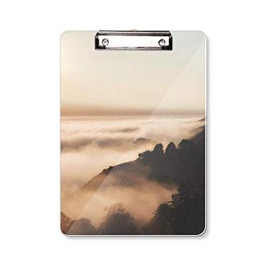 Imagem de Sunrise Sunset Mountain Fog Paisagem Sky Prancheta Pasta de Escrita Placa de Apoio A4