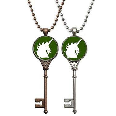 Imagem de OFFbb-USA Colar com pingente de chifre sobrenatural de animais chaveiro joia decoração de casal