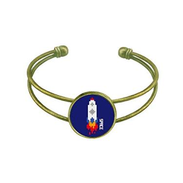 Imagem de Bracelete retrô com pixel do universo de fogo do foguete Space Ship