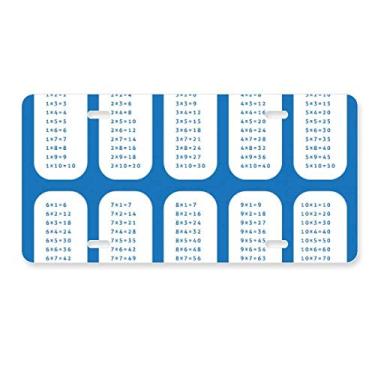 Imagem de DIYthinker Número de mesa multiplicação, placa de licença matemática, decoração de carro, acessório de aço inoxidável